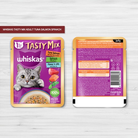 WHISKAS® Tasty Mix Jelly Tuna Salmon Spinach image 1