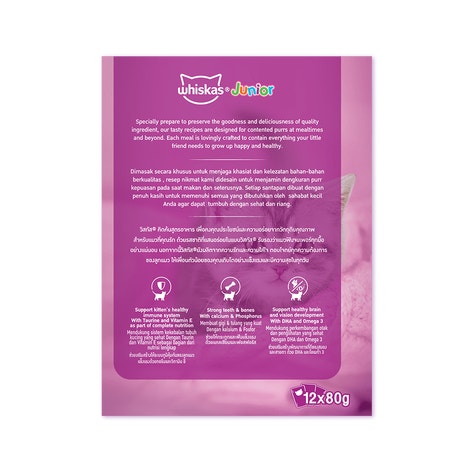 WHISKAS® Pouch Multipack Junior Mixed Flavour (Tuna & Mackerel) Kitten Food image 1