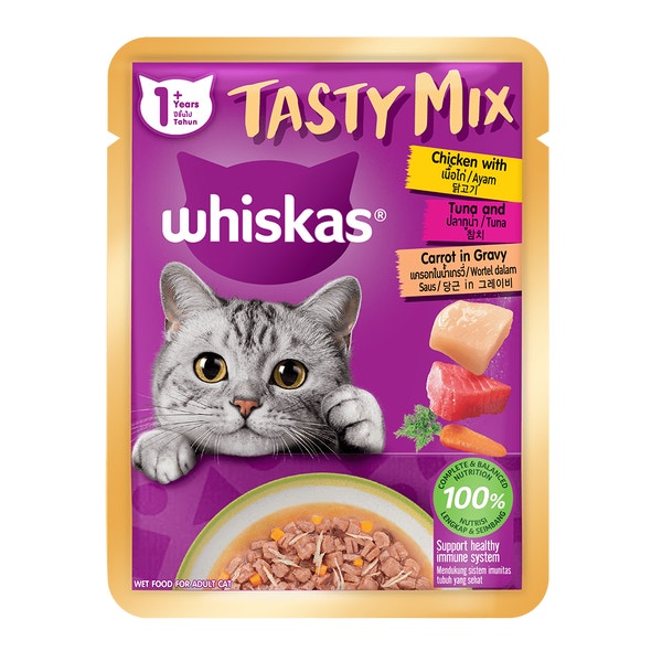 WHISKAS® Tasty Mix Gravy Chicken Tuna Carrots Cat Food image 1