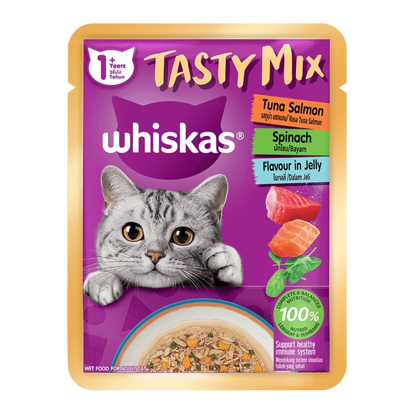 WHISKAS® Tasty Mix Jelly Tuna Salmon Spinach image 1