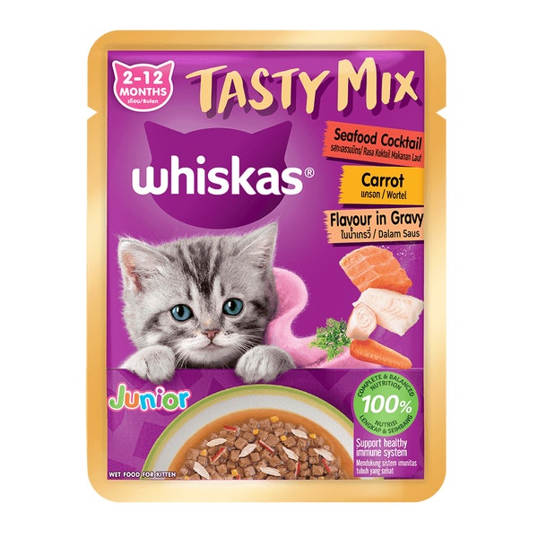 WHISKAS® Tasty Mix Gravy Seafood Cocktail & Carrots image 1