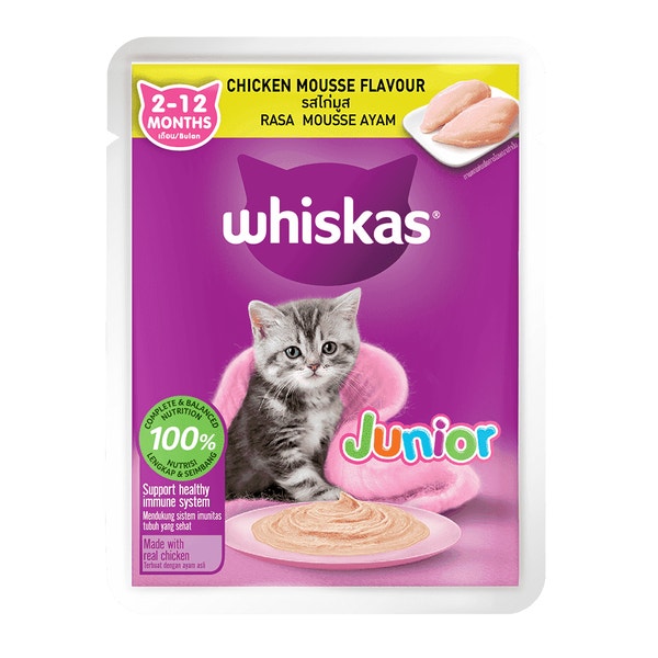WHISKAS® Junior 2-12 Bulan Rasa Mousse Ayam image 1