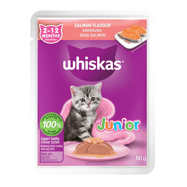 WHISKAS® Junior 2-12 Bulan Rasa Salmon image 1